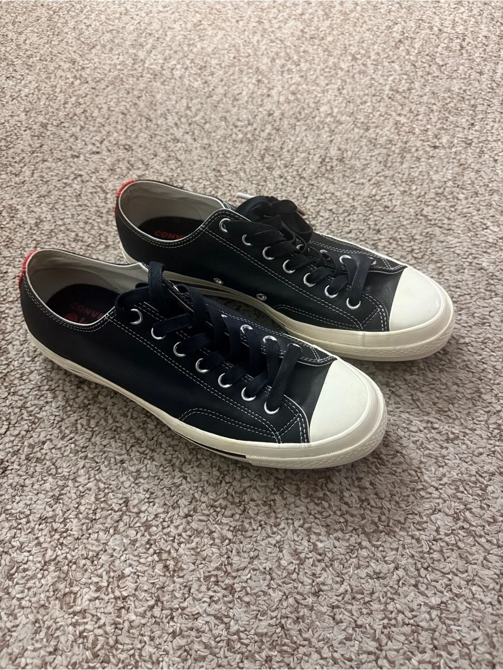 Converse Chuck Taylor KASINA Black Sneakers with Red Heel Tab - Picture 2 of 11